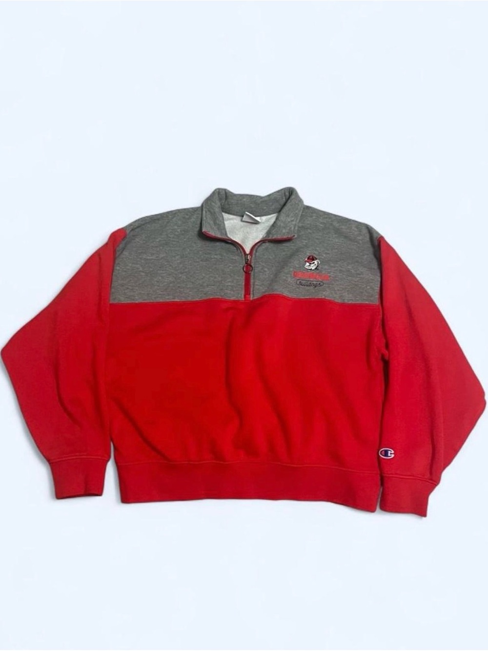 Georgia Bulldogs Champion Men’s Red and Gray Half-Zip Sweatshirt